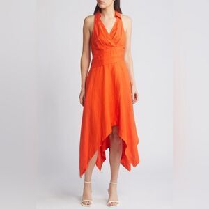 En Saison Sonnet Handkerchief Hem Linen Blend Dress Size M